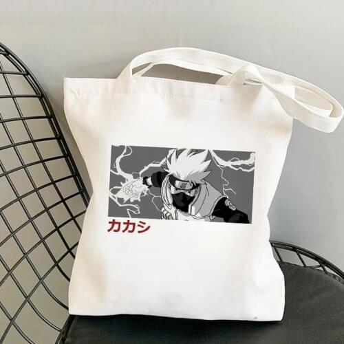 Manga Akatsuki Shopping Bag Women Kakashi Cotton Reusable Shopper Bag Funny Shoulder Bag Handbag Sacola Tote Jute Sac Toile