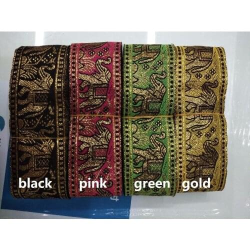 10yards/lot width 5cm Woven Jacquard Ribbon gold Elephant for clothing accessories CH-412