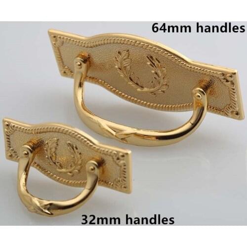 2.5" 1.25" Modern fashion gold furniture handles 24K gold drawer cabinet dresser knob pull handles 64mm 32mm rings golden handle