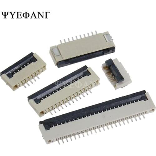 5pcs 1mm Pitch Clamshell Socket FPC FFC Flat Cable Connector 4P 6P 8P 10P 12P 14P 16P 20P 22P 24P 30P