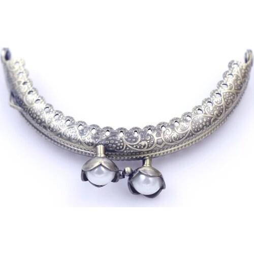 50PCS 8.5cm Arch Bronze Tone Metal Purse Bag Frames Kiss Clasps Clutch Buckle White Lotus Head Handbag Handle Luggage Hardware