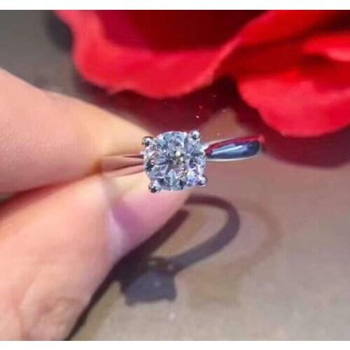 925 Silver Ring Round Cut D Color VVS1 0.5ct/1ct/2ct Moissanite Diamond Test Passed Fashion Girlfriend Women Christmas Gift