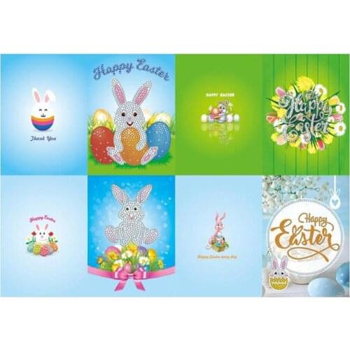 Shaped Diamond 5D DIY Diamond Painting Cute Bunny Greeting Card Birthday Holiday Card Christmas Postcard Christmas Gift LD662
