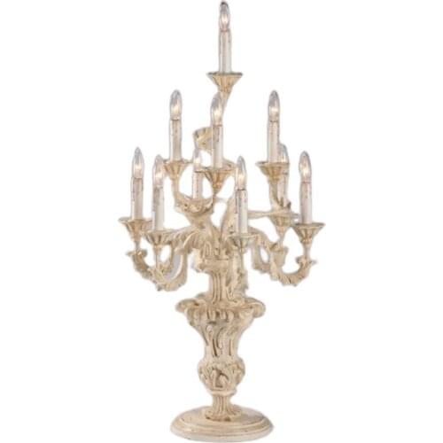 American country retro wood carving candle lamp villa living room dining room bedroom bedside lamp