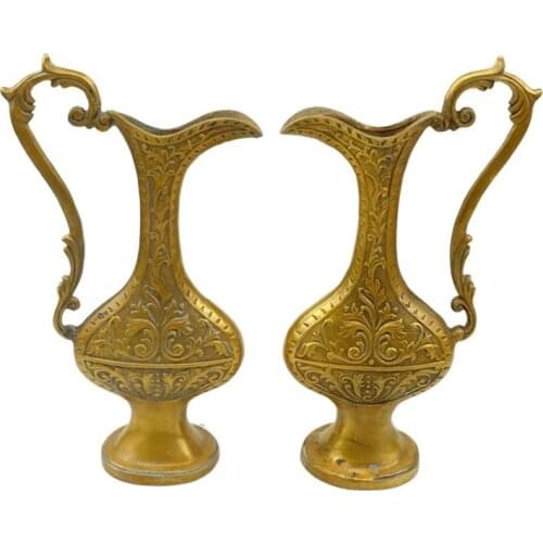 Antique play antique brass arts and crafts to do the old home decorative ornaments copper hip flask water vase a pair