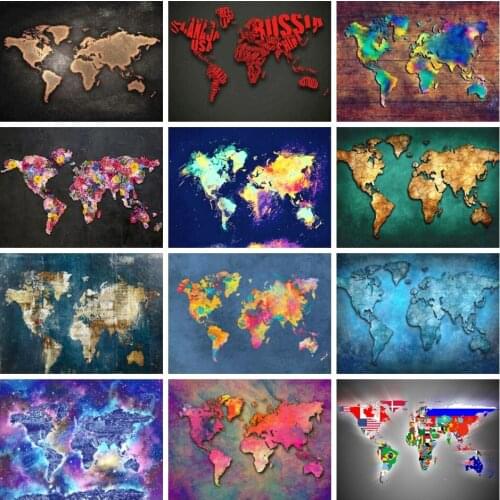 AZQSD Diamond Painting Kit Map 5d Diamond Embroidery Full Drill Square Landscape Handmade Rhinestones Gift Home Decor