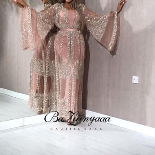 BAZIIINGAAA Luxury Woman Cocktail Dress Beaded Sequins Long Elegant Night Cocktail Party Formal Dresses for Wedding Plus Size