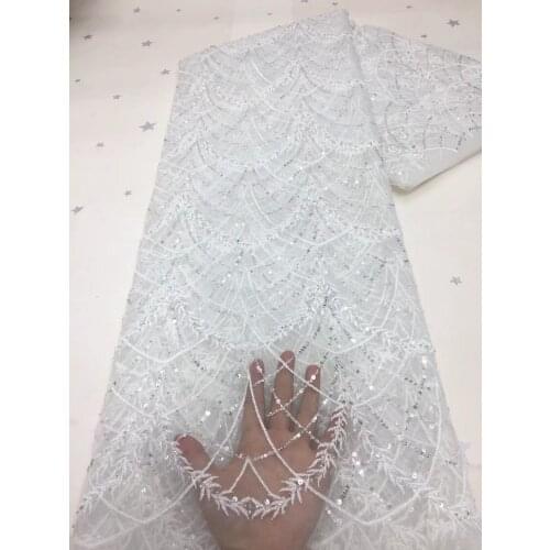 White High Quality Multicolor Sequins Embroidered French Mesh Lace Nigerian Lace Fabric Suitable For Dress Skirt DIY Clothing
