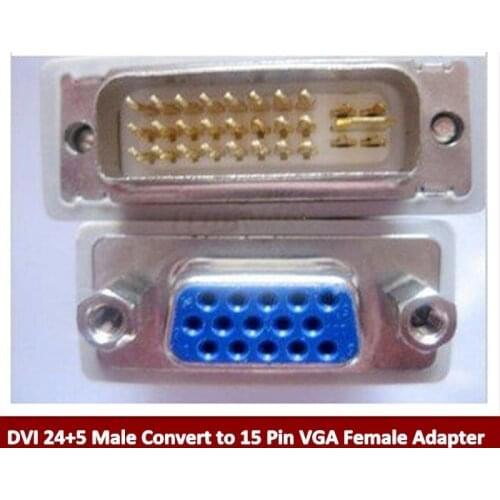 Free shipping+wholesale 50pcs/lot DVI 24+5 Male Convert to 15 Pin VGA Female Adapter