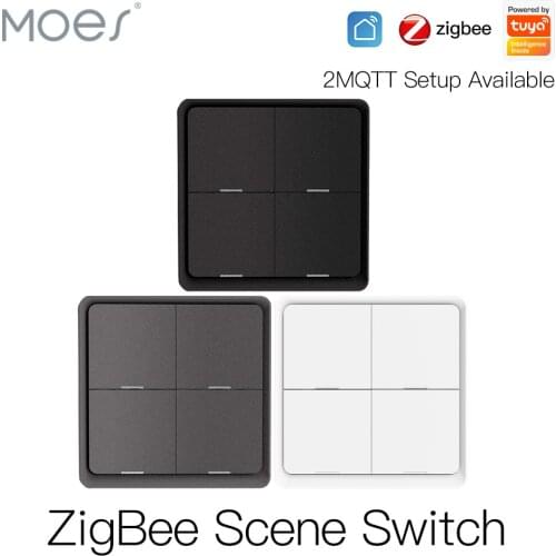 4 Gang Tuya ZigBee Wireless 12 Scene Switch Push Button Controller Battery Powered Automation Scenario for Tuya Devices