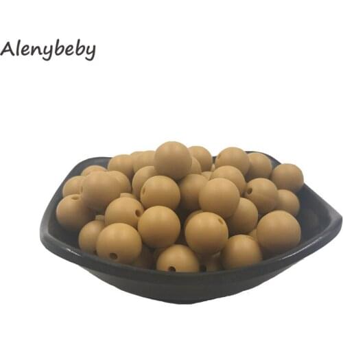 Oak Bull Color Food Grade Silicone Round Bead 12/15mm Baby Teether Necklace Toy DIY Pacifier Chain Care Baby Teether Product