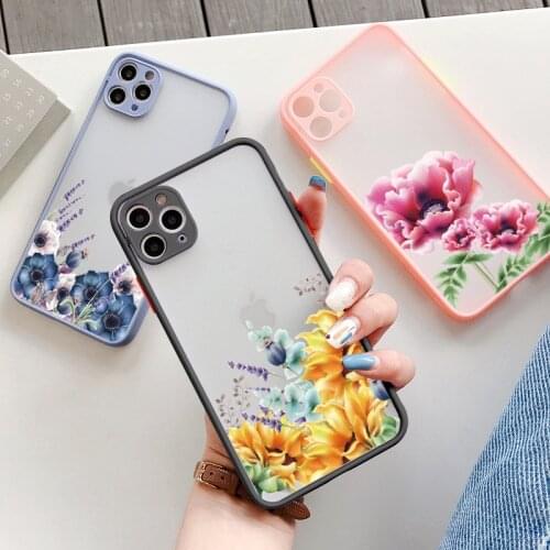 Flower Painted Phone Case For iPhone 11 12 Pro Max 6S 7 8 Plus SE 2020 XR X XS MAX Protective Hard Fundas Back Shockproof Cover