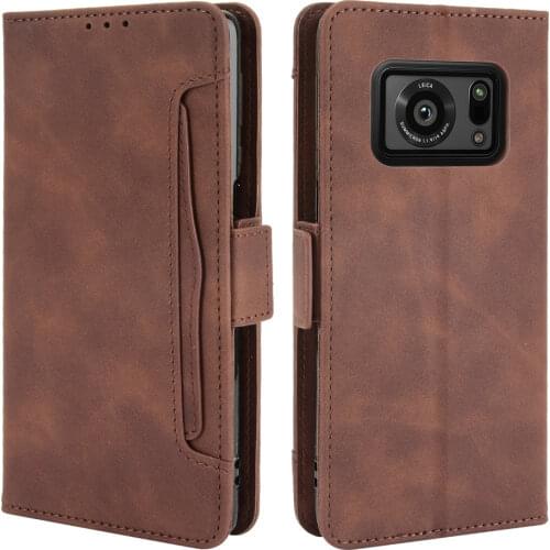 Leather Card Slot Removable for Sharp Aquos R6 5G 2021 Flip Case Wallet Phone Holder Book Shell Aquos R 6 Case Shockproof SH-51B