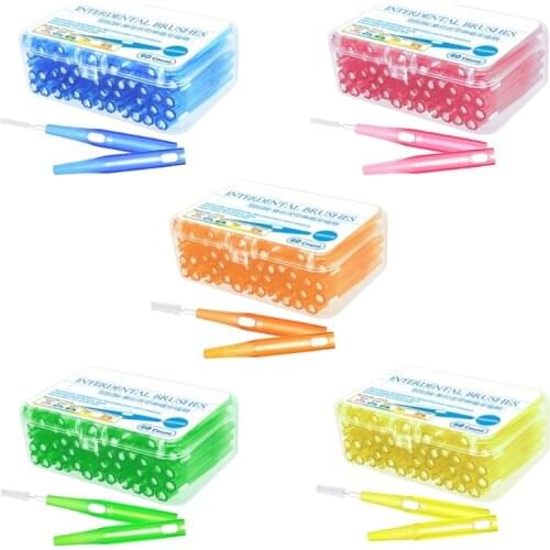 D2TA 60pcs 0.6mm-1.5mm Interdental Brushes Teeth Soft Picks Floss Refill Dental Flosser Toothpick Cleaner Tooth Cleaning Tool