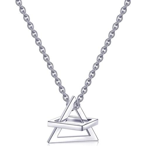 FIREBROS 2021 New Trendy Street Wear Hip-Hop Rock Jewerly Men Women Stainless Steel Geometric Square Triangle Pendant Necklaces