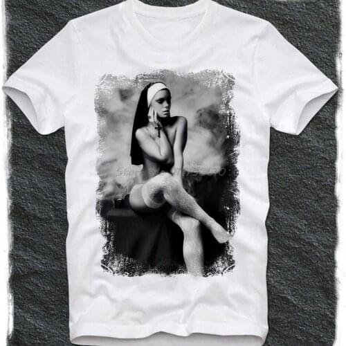 T Shirt Hot Sexy Nun Nonne Religieuse Pin Up Church Of Satan Anton Lavey Satanic Occult Goth Gothic tees