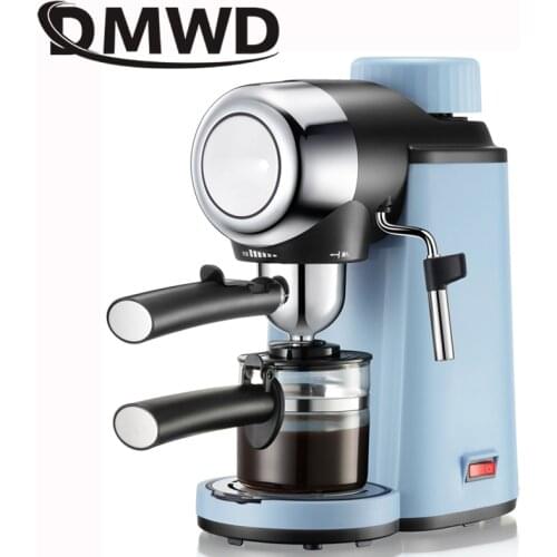 DMWD Italian Pressure Steam Automatic Espresso Coffee Maker Cappuccino Bubble Machine Beans Grinder Milk Foam Frother Mocha Pot