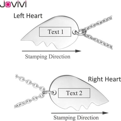 Jovivi Personalized Custom Puzzle Pendant Stainless Steel Couple Pendant Necklace Love Heart Matching Set Valentine Gift 2pcs