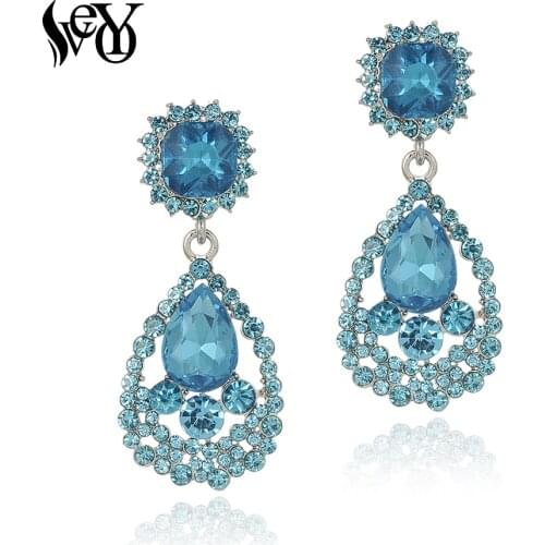 VEYO Classic Crystal Rhinestone Drop Earrings Elegant Hollow Bridal Dangle Earrings for Women Fashion Jewelry New Gift