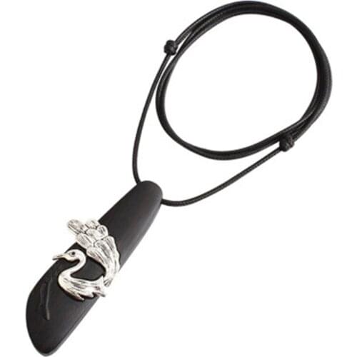 Original handmade ebony peacock pendant sweater chain ethnic style long female wooden pendant clothes decorative accessories