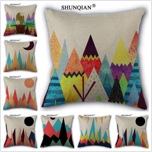 Linen Cotton Abstract cartoon Pillow Cover Custom Print Home Decorative Pillows Cases 45x45cm one side WZ419-8