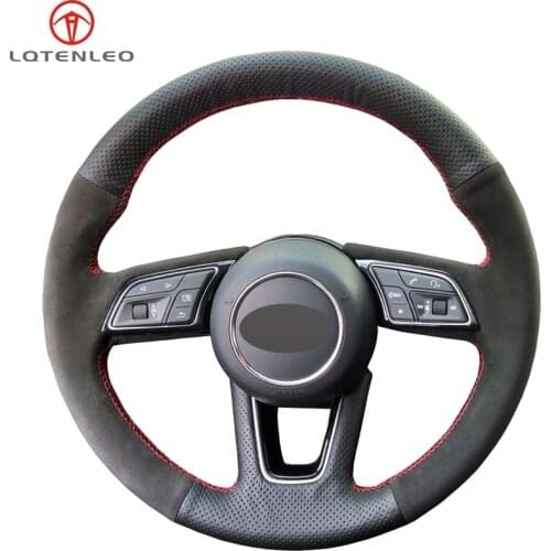 LQTENLEO Black Geunine Leather Suede DIY Car Steering Wheel Cover For Audi A3 2017-2019 A4 2017-2019 A5 2018-2019 S5 2018-2019