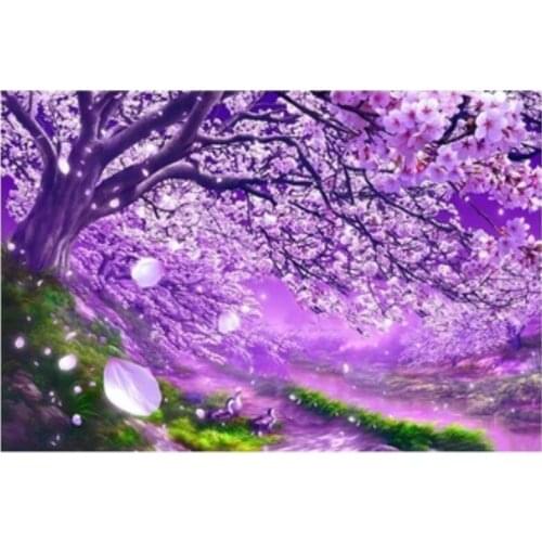 Moon Diamond Art Cherry Tree Mosaic Embroidery Painting Rhinestone Drawing Pictures Home Wall Papers Handcraft Gift Beadwork