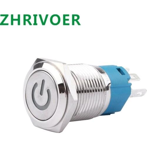 1pc 16mm Metal Push Button Switch LED Lamp Power LOGO Self-reset/Self-locking Momentary Waterproof Car Auto Eng 6V 12V 24V 220V