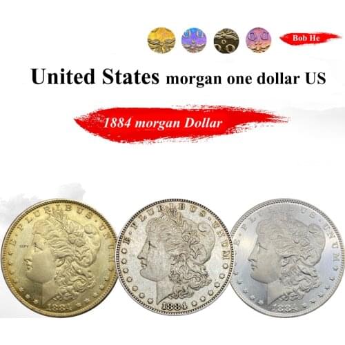 1884 United States Morgan One Dollar US Coin Cupronickel Plated Silver Morgan Silver Dollor Coin