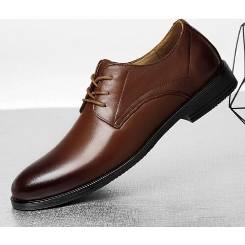 Men Wedding Shoes Full Grain Leather Formal Business Pointed Toe For Man Dress Shoes Mens Oxford Flats