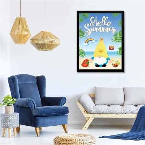 5D DIY Diamond Painting Kit for Adults Summer Gnome Full Drill Art Crystal Rhinestone Embroidery Cross Stitch Home Wall Decor