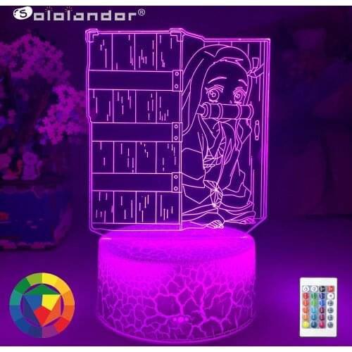 New Acrylic Led Night Lamp Anime demon slayer kimetsu no yaiba Nezuko Kamado for Bedroom Decorative Birthday Gift 3d Table Light