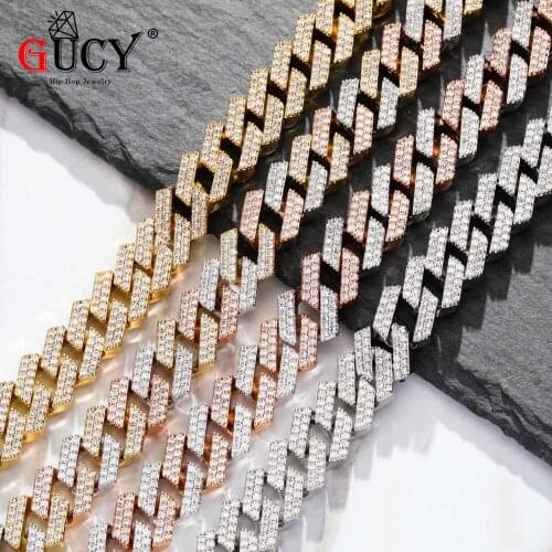 GUCY Miami Newest Box Clasp Cuban Link Chain Heavy Iced Zircon Necklace Choker Bling Bling Hip Hop Jewelry For Men