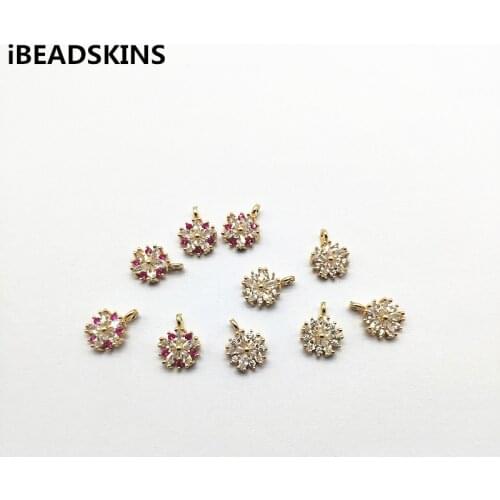 New arrival! 12x9mm 50pcs Copper/Cubic Zirconia Flower connectors for Earrings parts,Accessories Earrings hand Made Jewelry DIY