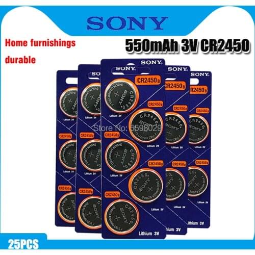 25pcs Original Sony CR2450 Button Battery 5029LC BR2450 BR2450-1W CR2450N ECR2450 DL2450 KCR2450 LM2450 For Watch Toy Remote