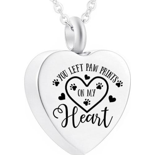 Cremation Jewelry Heart Pendant Cute Cat Paw Stainlesssteel Urn Necklace Pet Ashes Souvenir With Filling Kit And Gift Velvet Bag