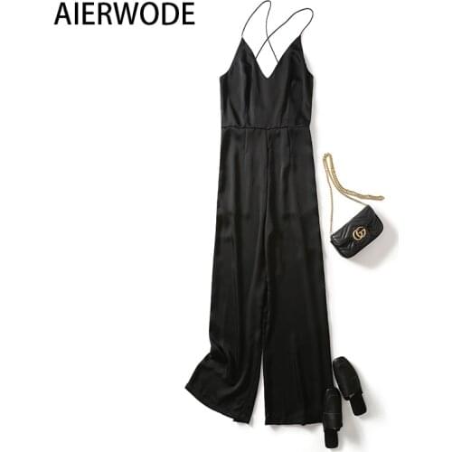 AIERWODE Sexy Overalls Rompers Womens Jumpsuits 2021 Autumn Pants Casual Vintage Deep V Neck Long Sleeve Party Playsuits Plus