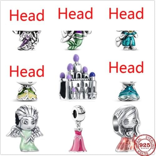 2021 New Fashion Silver 925 Princess Castle Charm Bead Pendant Fit Original Pandora Bracelets DIY Fine Sterling Jewelry Gift