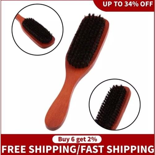 Wood Handle Hair Brush Hard Boar Bristle Combs For Men Women Hairdressing Hair Styling Beard Comb Brush
