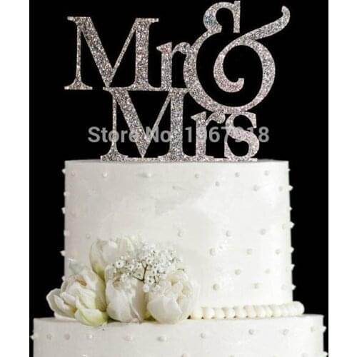 Rose Gold/ Glitter Silver " Mr & Mrs " Wedding Cake Topper Gold Glitter Wedding Cake Stand Arcylic Cake Topper Accessories