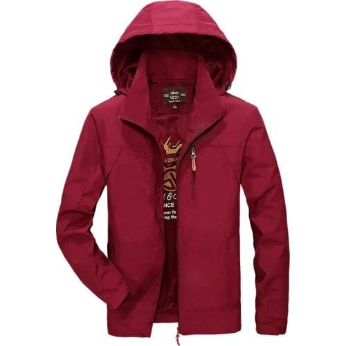 Hooded Polyester Jacket Men Casual Jacket and Coat Windbreaker Korean Fashion Clothing Men Military Tactical Jacket Plus Size