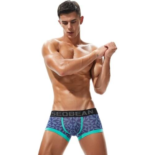SEOBEAN jockstrap lingerie homme cotton boxer underwear soft boxer for men ondergoed boxershort mens cotton boxer sexy Stretch
