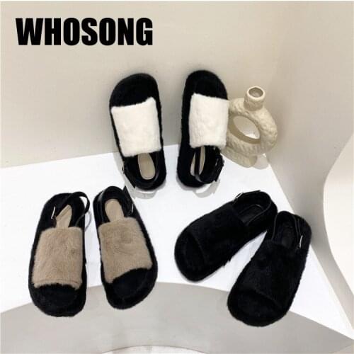 Winter Women Slippers Girls Fur Slides Ladies Outside Shoes Woman Flip Flops Flats Female Brand Slides Fashion Zapatos De Mujer