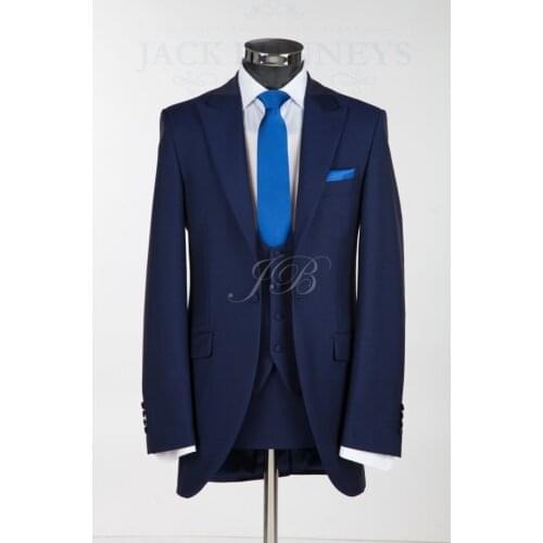 Custom Made Groom Tuxedo One Button Groomsmen Peak Lapel Wedding/Dinner Suits Best Man Bridegroom (Jacket+Pants+Tie+Vest) B252