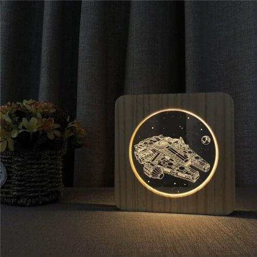 Falcon War 3D USB LED Arylic ABS Lamp Table Light Switch Control Carving Lamp for Childrens Room Decoration Dropshipping