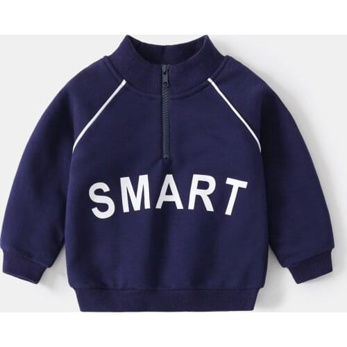 2021 Fall Boys Stand Collar Sweater Letter Half Zipper Street Trend Casual Print Stand Collar Pullover