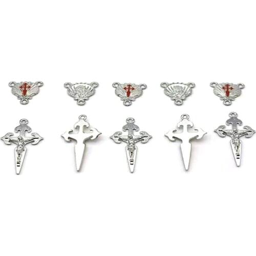 15 Set San Diego Shell Triangle Connector And Pendant Cross Can Be Handmade DIY Into Bracelets OR Necklaces For Prayers As Gifts