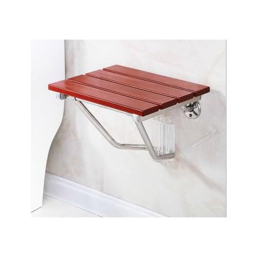Solid wood bath stool folding stool seat bathroom wall seat stool non-slip shower wall chair living room wall hanging shoe bench