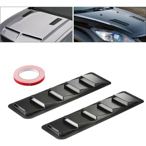 Universal 2pcs Car Black Engine Hood Vent Louver Scoop Air Flow Intake Cooling Panel Cover Trim Stylingation