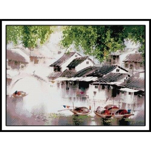 Spring Scenery of The South Cross Stitch Kit Chinese Scenery Patterns 14CT Printed Fabric Cross Embroidery Canvas Needlework Set